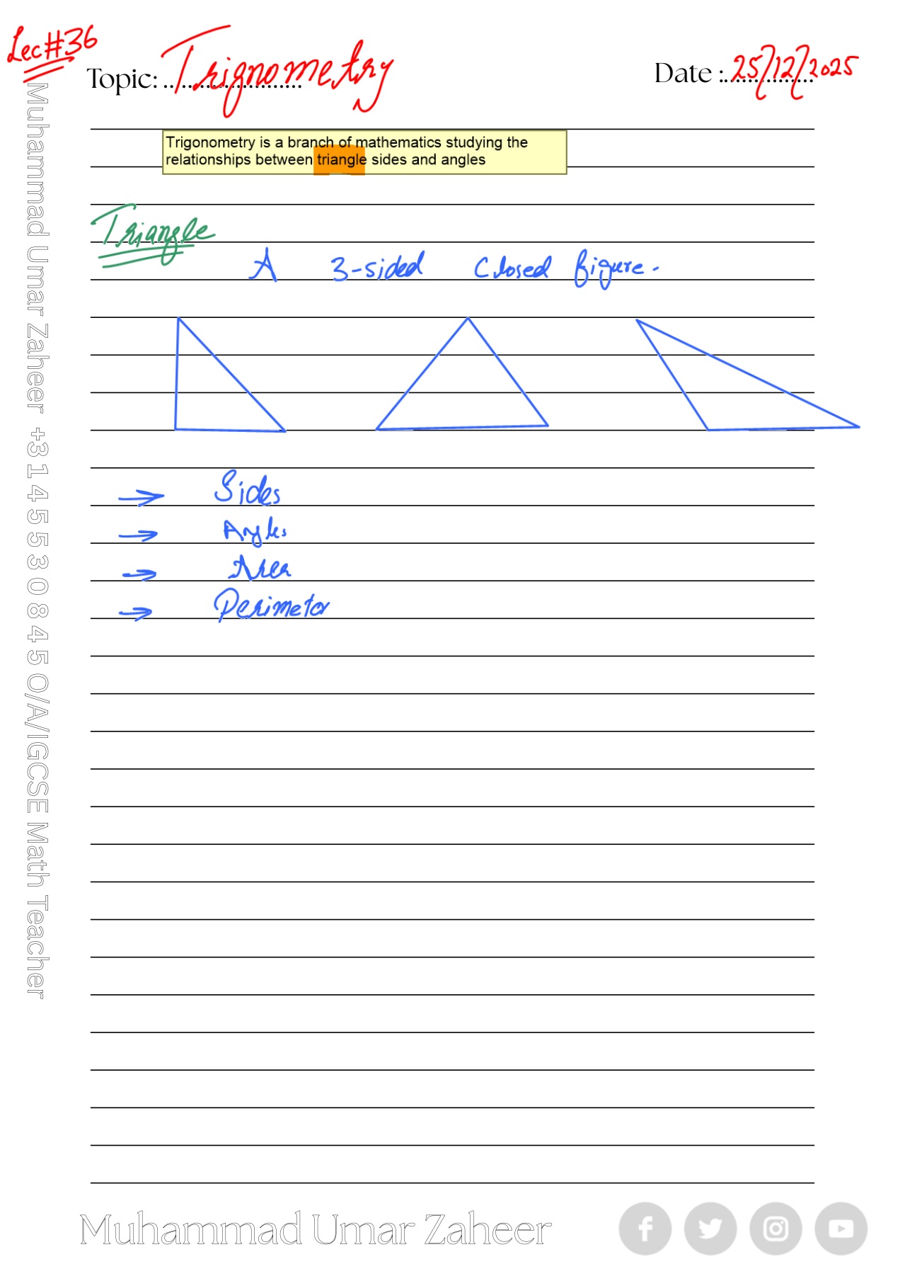 Saved notes preview (Lecture 39)