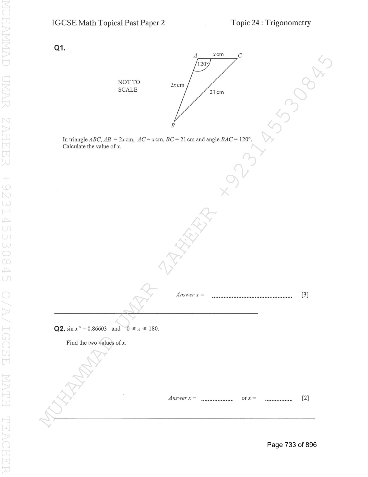 Worksheet preview (Trigonometry)